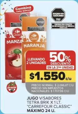 Carrefour - JUGO V/SABORES TETRA BRICK X 1 LT.