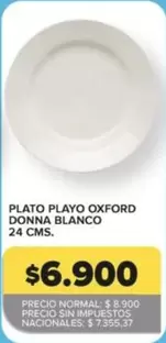 Oxford - PLATO PLAYO DONNA BLANCO 24 CMS.