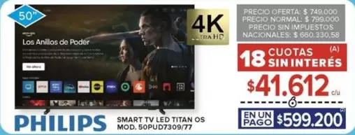 Philips - SMART TV LED TITAN OS MOD. 50PUD7309/77