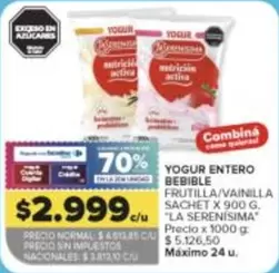 La Serenísima - YOGUR ENTERO BEBIBLE