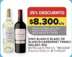Nicasia - VINO BLANCO BLANC DE BLANCS/CARBERNET FRANC/MALBEC RED
