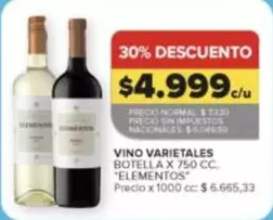 Elementos - VINO VARIETALES BOTELLA X 750 CC