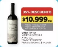 Saint Felicien - VINO TINTO V/TIPOS BOTELLA X 750 CC.