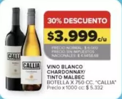 Callia - VINO BLANCO CHARDONNAY/ TINTO MALBEC