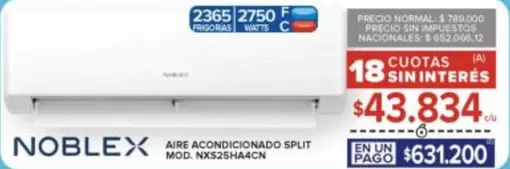 Noblex - AIRE ACONDICIONADO SPLIT MOD. NX52SHA4CN