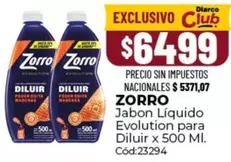 Zorro - Jabon Liquido Evolution para Diluir x 500 Ml. Cód:23294
