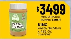 King - Pasta de Maní x 485 Gr. Cód:53198