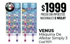 Venus - Máquina De Afeitar Simply 3 Cód:7571
