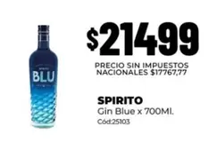 Spirito - Gin Blue x 700Ml. Cód:25103