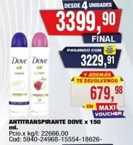 Dove - ANTITRANSPIRANTE DOVE x 150 ml.