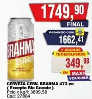 Brahma - CERVEZA CERV. 473 cc (Excepto Rio Grande)