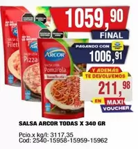 Arcor - Salsa Pomarola Todas X 340 Gr