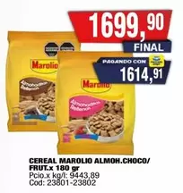Marolio - CEREAL MAROLIO ALMOH.CHOCO/FRUT.X 180 GR