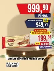 Bariloche - TURRON bariloche mani x 80 gr