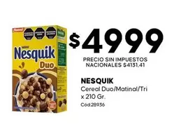 Nesquik - Cereal Duo/Matinal/Tri x 210 Gr. Cod.28936