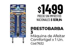 Prestobarba - Máquina de Afeitar Comfortgel x 1 Un. Cód:7632