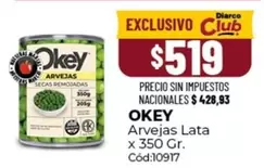 Okey - Arvejas Lata x 350 Gr. Cód:10917