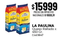 La paulina - Queso Rallado x 450 Gr. Cód:9847