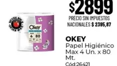 Okey - Papel Higi00nico Max 4 Un. x 80 Mt.