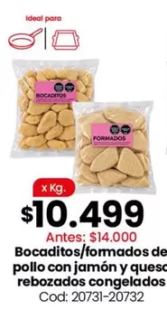 Ideal - Bocaditos/formados de pollo con jamón y queso Cod: 20731-20732