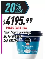 Yogurísimo - Yogur Griego Big Pot N/E 300g Cod. 50972/1