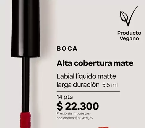 Labial líquido mate larga duración