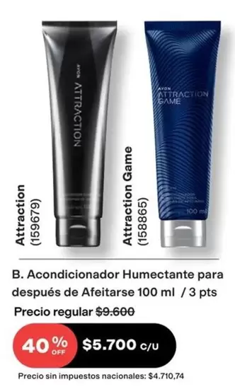 Avon - Acondicionador Humectante para despues de Afeitarse 100 ml / 3 pts