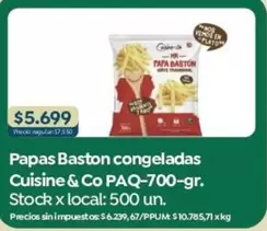 Cuisine - Papas Baston congeladas PAQ-700-gr.