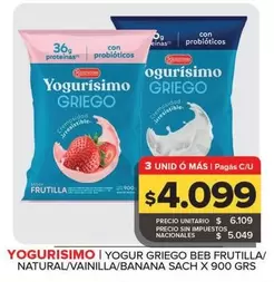 Yogurísimo - Yogur Griego Beb Frutilla/Natural/Vanilla/Banana Sach