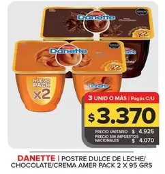 Danette - Postre Dulce De Leche/Chocolate/Crema Amer