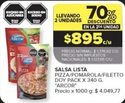 Arcor - SALSA LISTA PIZZA/POMAROLA/FILETTO DOY PACK
