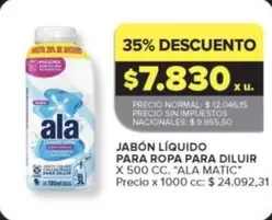 Ala - JABÓN LÍQUIDO PARA ROPA PARA DILUIR