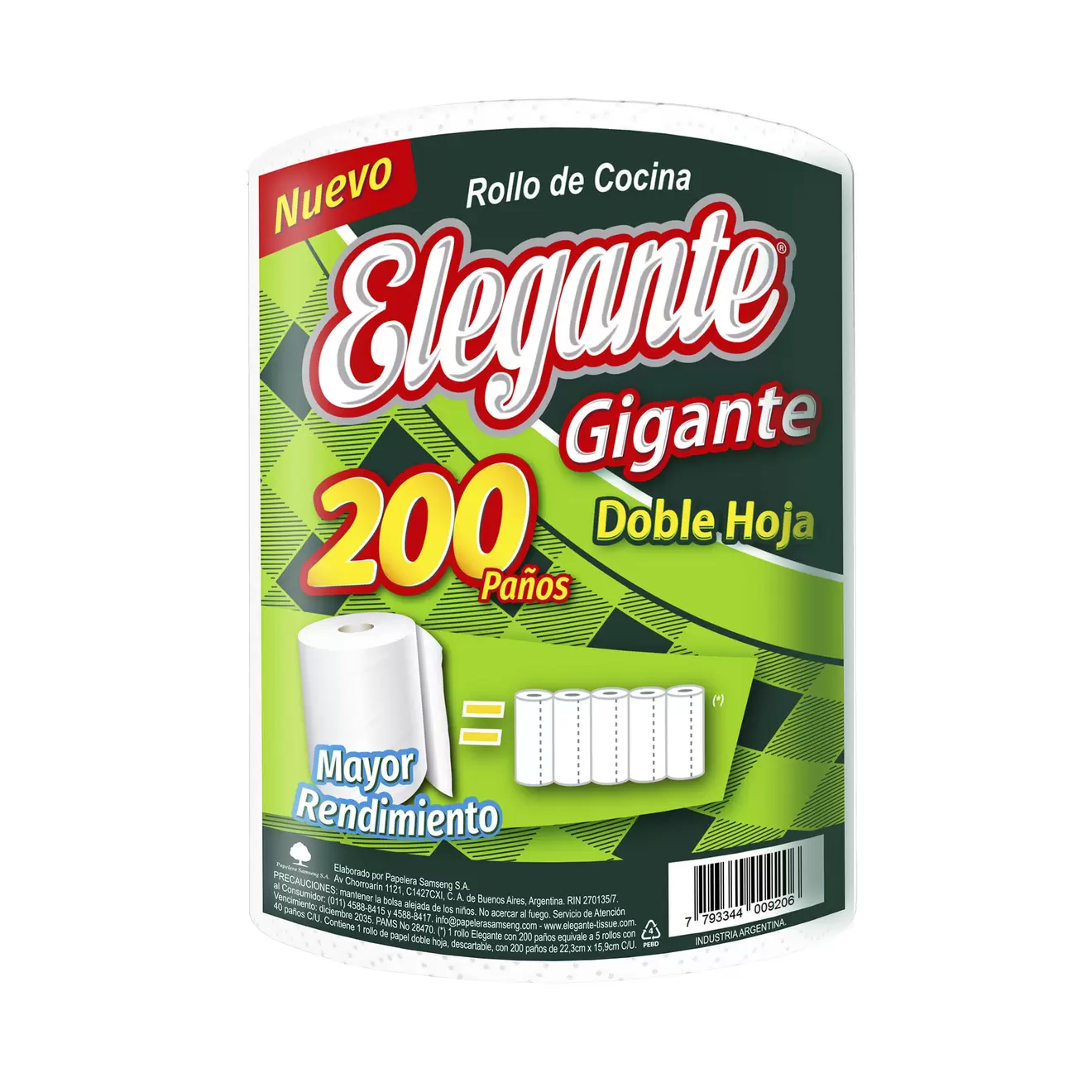 Rollo de cocina Elegante gigante doble hoja 200 u.
