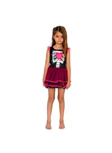 Disfraz Halloween Nena Esqueleto Fucsia