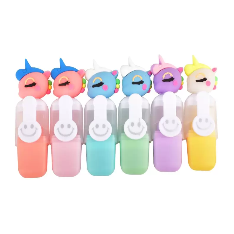 Resaltador Mini Pastel Unicornio 6Pz