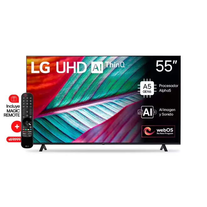 LG TV UHD AI 55" │ 4K │ PROCESADOR ALPHA 5 6TA GEN CON INTELIGENCIA ARTIFICIAL │ 55UR8750