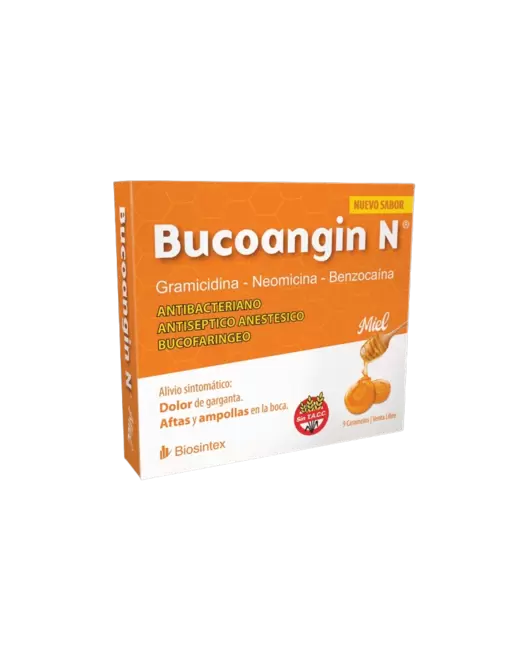 BUCOANGIN N - Caramelos Antibióticos Miel x 9 Unidades