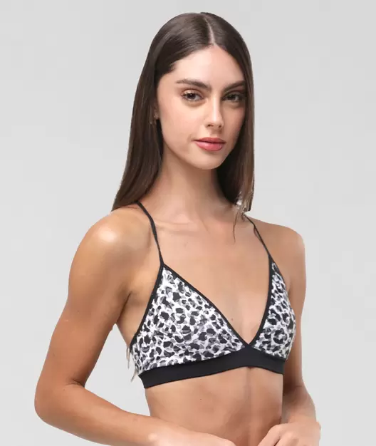 Corpiño lencero modal sublimado animal print con breteles elásticos