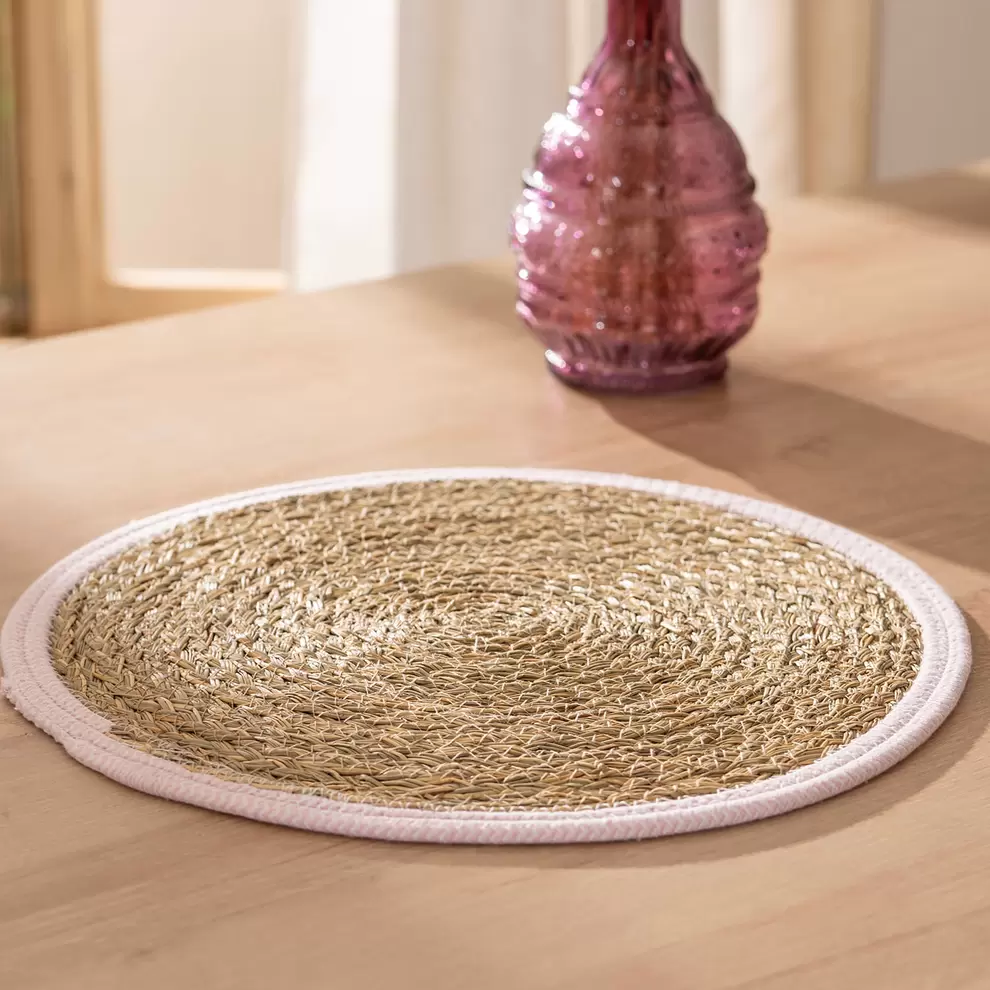 Individual de Mesa Redondo de Yute con Borde