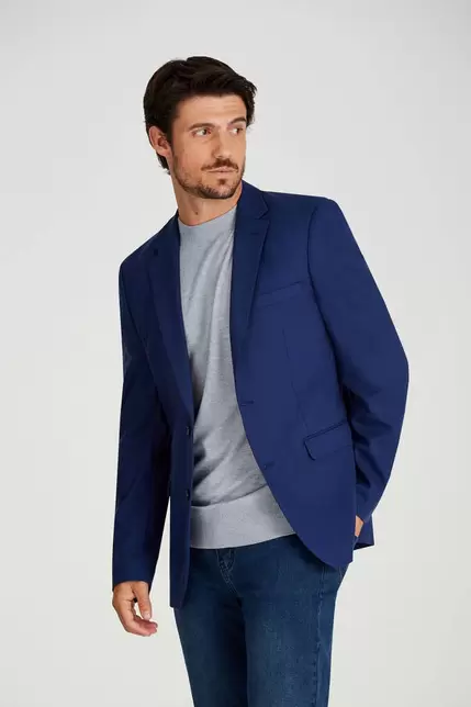 Saco lino azul melange