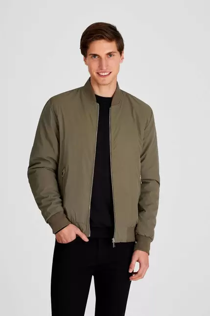 Campera microfibra bomber verde oscuro