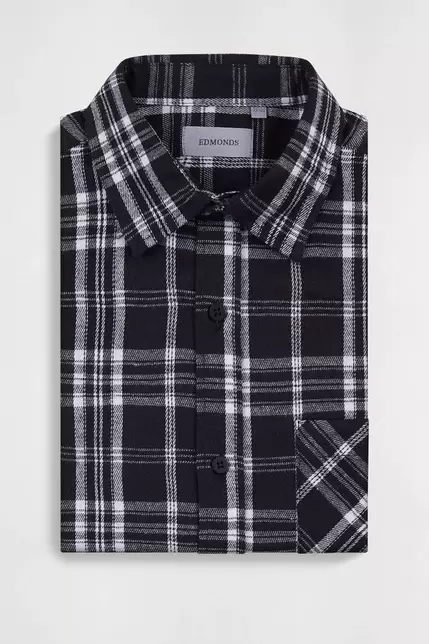 Camisa viyela cuadros negra