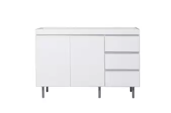 (D) Bajo Mesada Arco 1.20 C/ 2pts 3caj. blanco aluminio