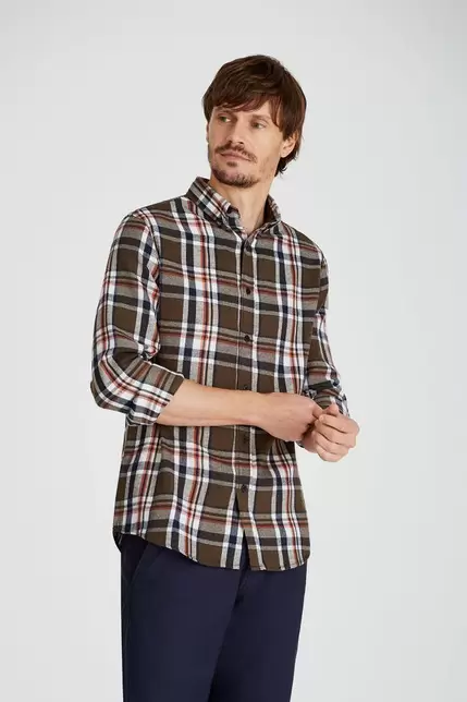 Camisa viyela cuadros marrón