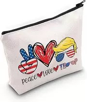 LEVLO Funny President Cosmetic Bag President 2025 Back Gift Peace Love President Makeup Zipper Pouch Bag (Peace Trum)