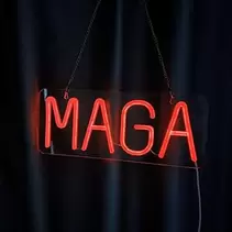 MAGA Neon Sign - Trump Merchandise Red LED Light, USB Powered | Donald Trump Gifts for Men, Trump Merchandise for Home & Office, Patriotic Decor for Trump Fans