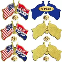 6/12/50/100Pcs American US Donald Trump Flag Lapel Pins Bulk -MAGA Show Your Support For Republican GOP 2024 President Vote Campaign Pins