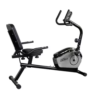 Bicicleta Recumbent Magnética, resiste 100 kg, monitor digital, disco 2kg, 8 niveles.