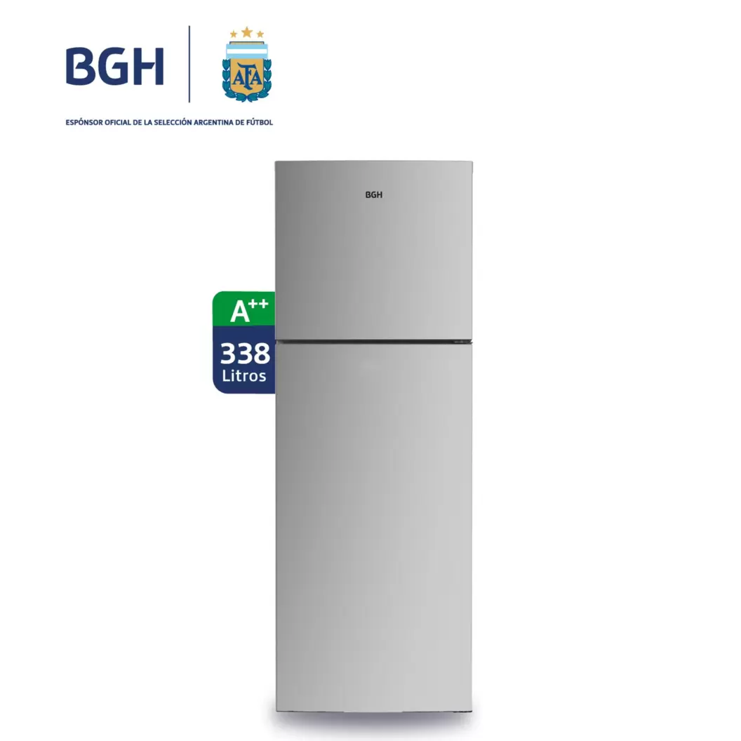 Heladera con Freezer BGH BRT330I1A, 338 Ltrs, Acero Inoxidable