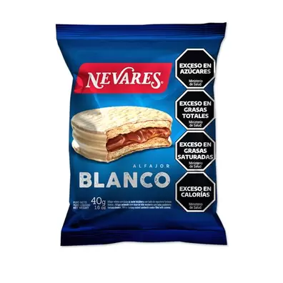 ALFAJOR NEVARES BLANCO X 45 GR.